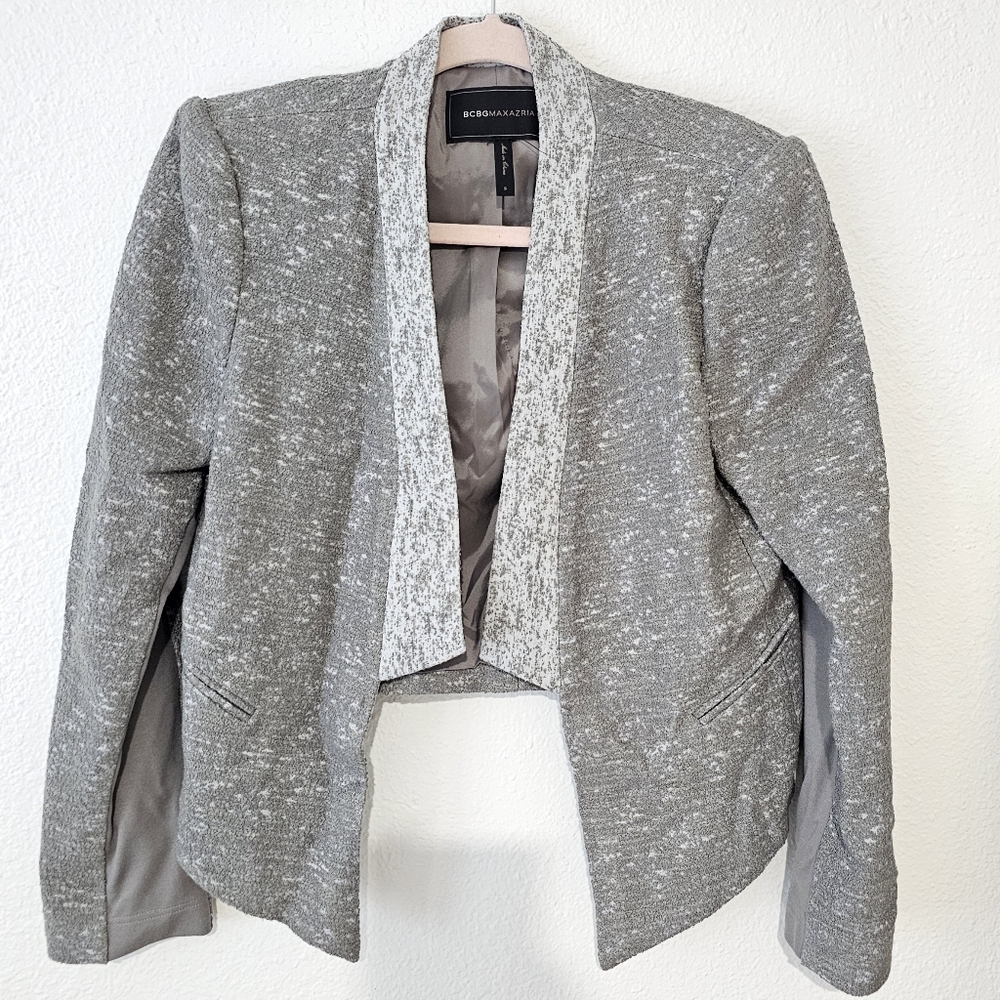 BCBG MaxAzria Small Gray Dove Candice Blazer With Shoulder Pads Used